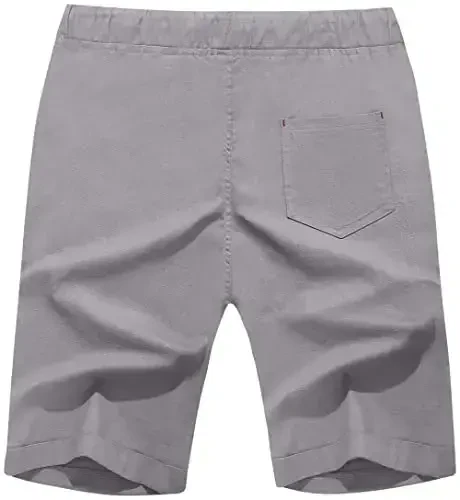 Boisouey Men's Linen Casual Classic Fit Short Summer Beach Shorts - 2