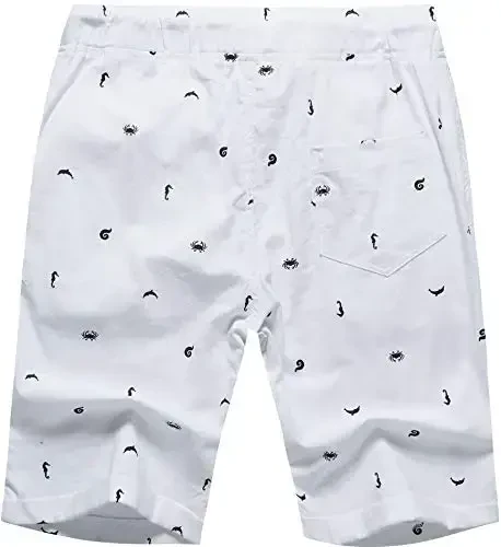 Boisouey Men's Linen Casual Classic Fit Short Summer Beach Shorts - 2