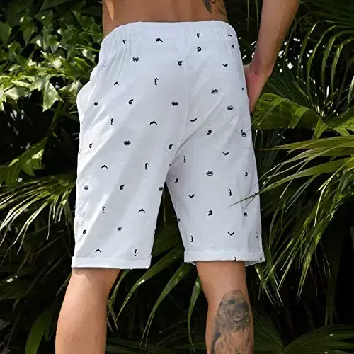 Boisouey Men's Linen Casual Classic Fit Short Summer Beach Shorts - 5