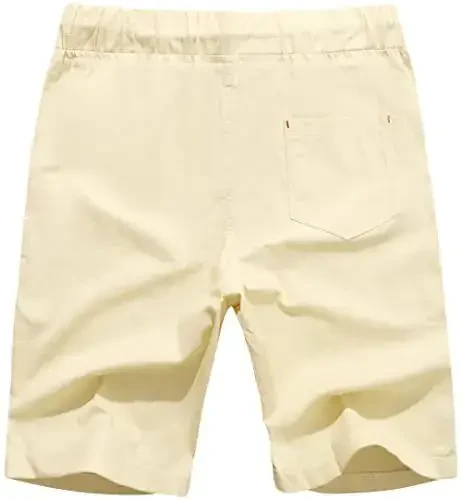 Boisouey Men's Linen Casual Classic Fit Short Summer Beach Shorts - 2