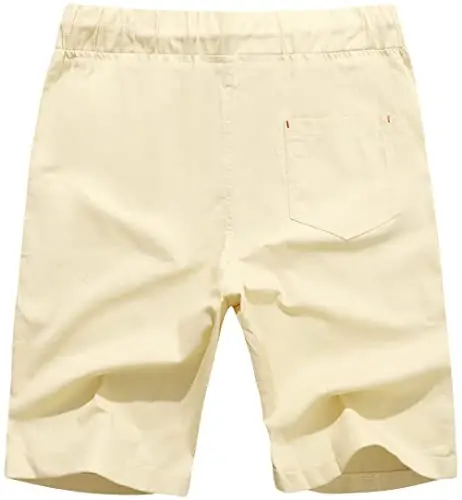 Boisouey Men's Linen Casual Classic Fit Short Summer Beach Shorts - 2