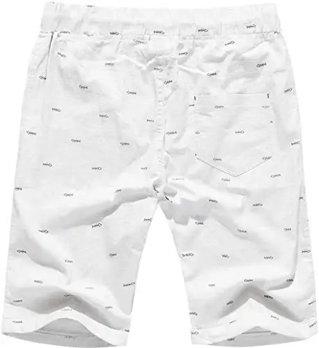 Boisouey Men's Linen Casual Classic Fit Short Summer Beach Shorts - 2