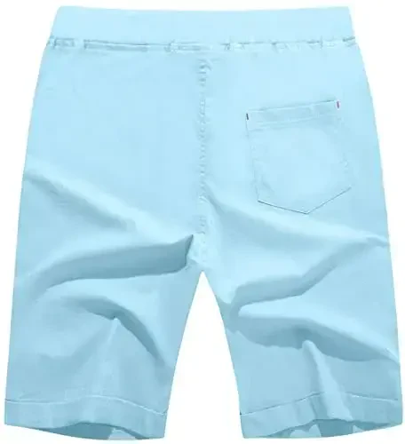 Boisouey Men's Linen Casual Classic Fit Short Summer Beach Shorts - 2