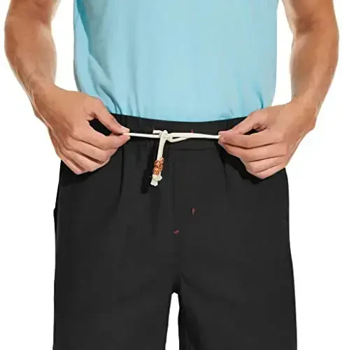 Boisouey Men's Linen Casual Classic Fit Short Summer Beach Shorts - 3