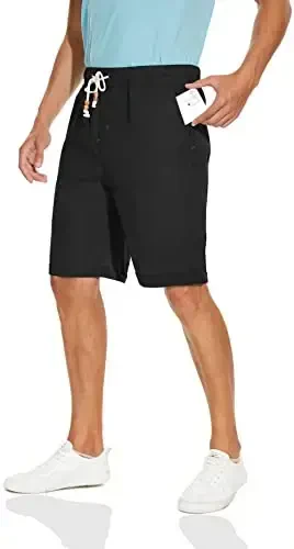 Boisouey Men's Linen Casual Classic Fit Short Summer Beach Shorts - 4