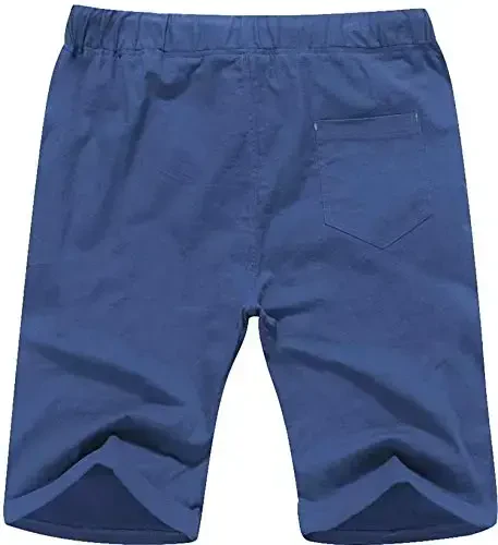 Boisouey Men's Linen Casual Classic Fit Short Summer Beach Shorts - 2