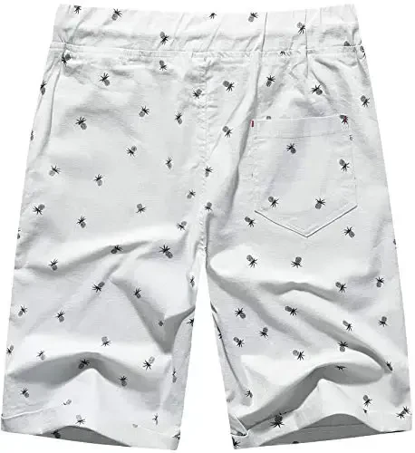 Boisouey Men's Linen Casual Classic Fit Short Summer Beach Shorts - BOISOUEY (1)