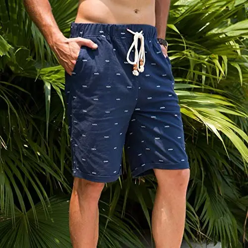 Boisouey Men's Linen Casual Classic Fit Short Summer Beach Shorts - 4