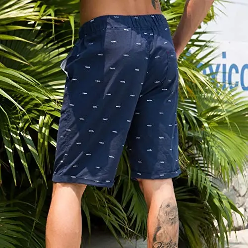 Boisouey Men's Linen Casual Classic Fit Short Summer Beach Shorts - 5