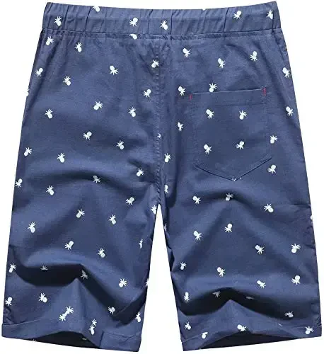 Boisouey Men's Linen Casual Classic Fit Short Summer Beach Shorts - BOISOUEY (1)