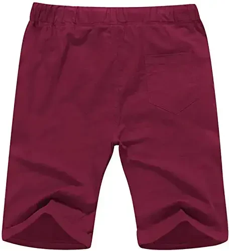 Boisouey Men's Linen Casual Classic Fit Short Summer Beach Shorts - BOISOUEY (1)