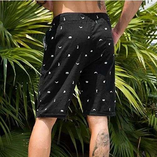 Boisouey Men's Linen Casual Classic Fit Short Summer Beach Shorts - 12