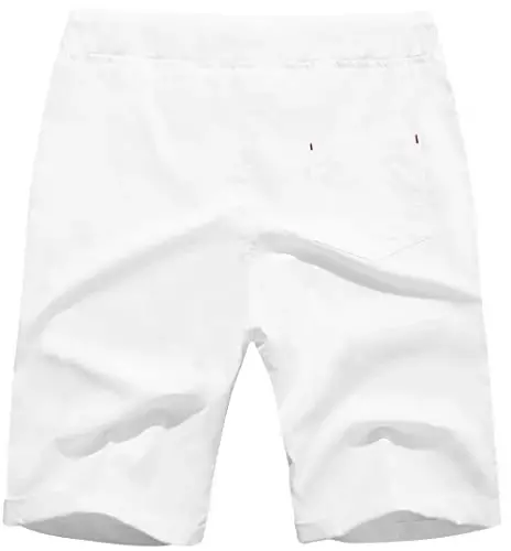 Boisouey Men's Linen Casual Classic Fit Short Summer Beach Shorts - 2