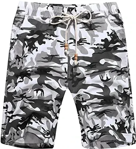 Boisouey Men's Linen Casual Classic Fit Short Summer Beach Shorts - 1