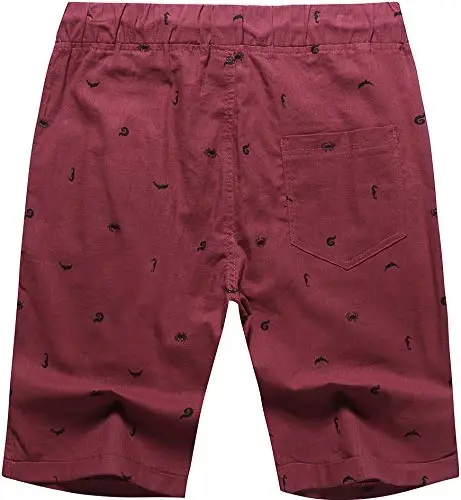 Boisouey Men's Linen Casual Classic Fit Short Summer Beach Shorts - 2