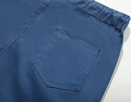 Boisouey Men's Linen Casual Classic Fit Short Summer Beach Shorts - 4