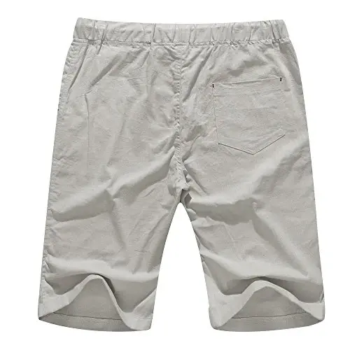Boisouey Men's Linen Casual Classic Fit Short Summer Beach Shorts - BOISOUEY (1)