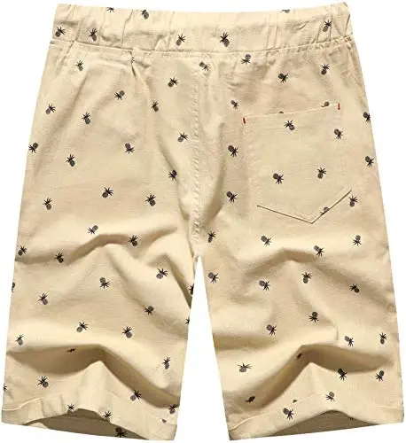 Boisouey Men's Linen Casual Classic Fit Short Summer Beach Shorts - 4