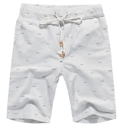 Boisouey Men's Linen Casual Classic Fit Short Summer Beach Shorts - 1