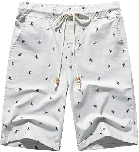 Boisouey Men's Linen Casual Classic Fit Short Summer Beach Shorts 