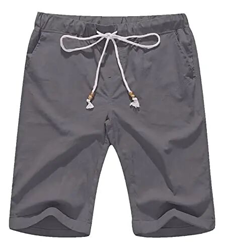 Boisouey Men's Linen Casual Classic Fit Short Summer Beach Shorts - Boisouey