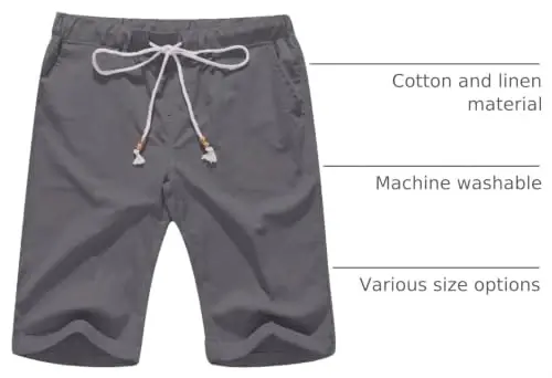 Boisouey Men's Linen Casual Classic Fit Short Summer Beach Shorts - 4