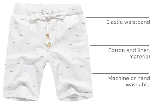 Boisouey Men's Linen Casual Classic Fit Short Summer Beach Shorts - 4