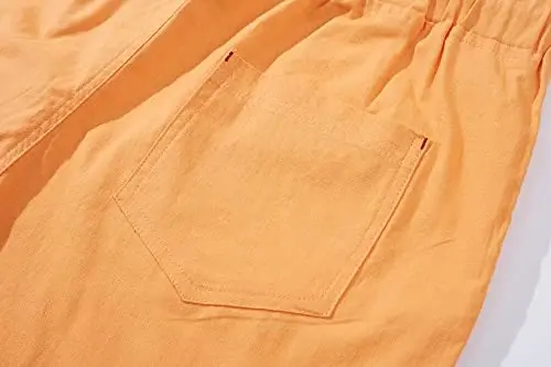 Boisouey Men's Linen Casual Classic Fit Short Summer Beach Shorts - 5