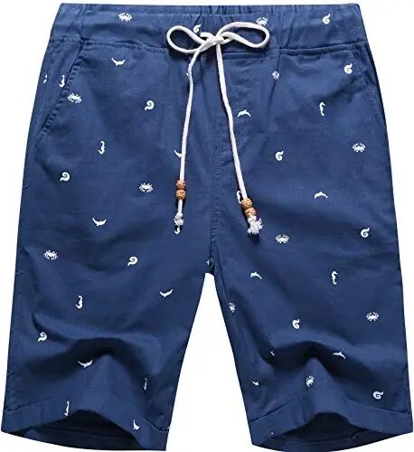 Boisouey Men's Linen Casual Classic Fit Short Summer Beach Shorts - Boisouey