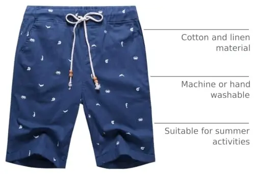 Boisouey Men's Linen Casual Classic Fit Short Summer Beach Shorts - 4