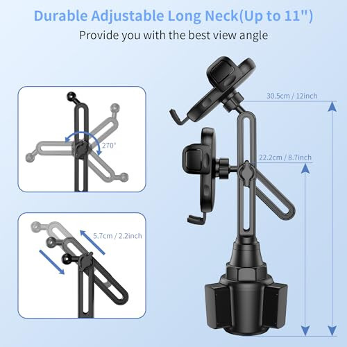 Bokilino Cup Phone Mount for Car, [Upgraded Version] Universal Cup Phone Cradle Holder with Long and Adjustable Neck, Friendly Compatible with Cell Phone iPhone, Samsung, Google and All Smartphones - 5