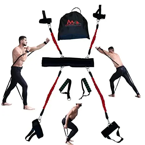 Boks qarshilik bantlari MMA jang san'ati qarshilik mashqlari uchun uyda zarbalar/tekislar uchun, 150 lbs mashq bantlari to'liq tanani fitness mashqlari uchun portlovchi kuch/tezlik/chaqqonlikni oshirish uchun - 2