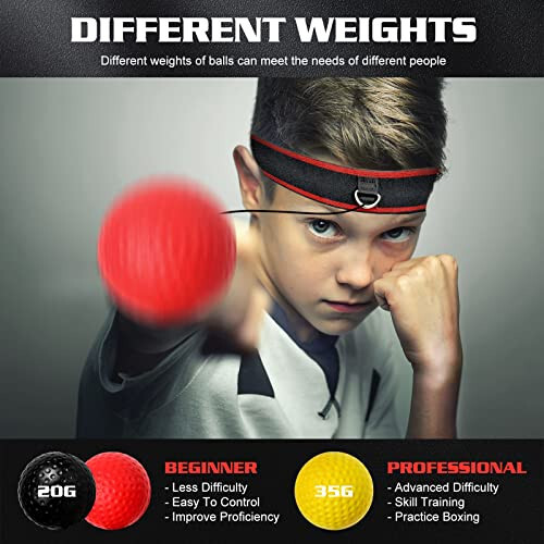 KTEBO® Boxing Reflex Ball Headband Set - Includes 4 Different Balls and 2 Adjustable Headbands for Beginner Proficiency Improvement, Great Boxing Equipment - 9