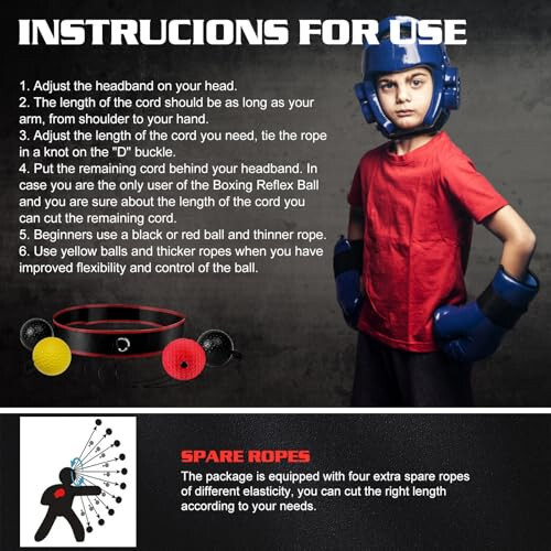 KTEBO® Boxing Reflex Ball Headband Set - Includes 4 Different Balls and 2 Adjustable Headbands for Beginner Proficiency Improvement, Great Boxing Equipment - 5