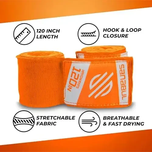 Боксерские бинты Sanabul Elastic 120 дюймов | Кикбоксинг бинты для боксерских перчаток для мужчин, женщин и детей | Бинты для тайского бокса MMA - 6