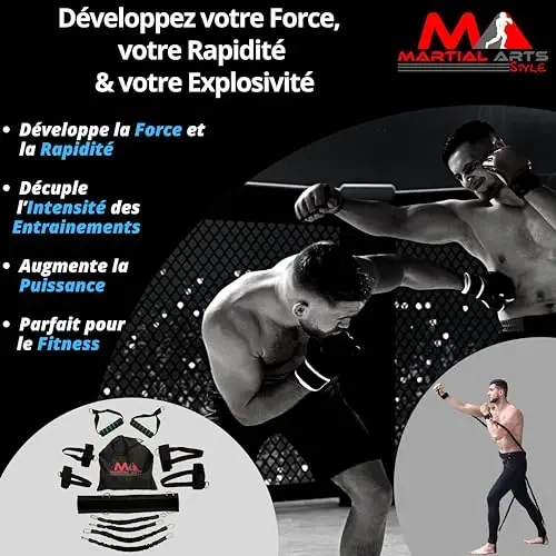 Боксерские ленты сопротивления для тренировок по MMA и боевым искусствам дома для ударов/пинка, тренировочные ленты для фитнеса на 150 фунтов для всего тела для повышения взрывной силы/скорости/ловкости - 3