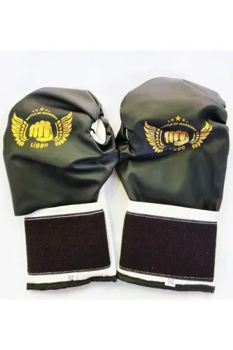 Боксерские перчатки OZ с верхним карманом без губки, с выбором цвета - Черные - 4