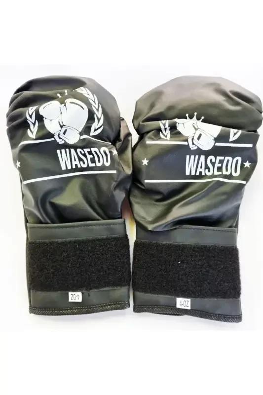 Боксерские перчатки OZ с верхним карманом без губки, с выбором цвета - Черные - 1