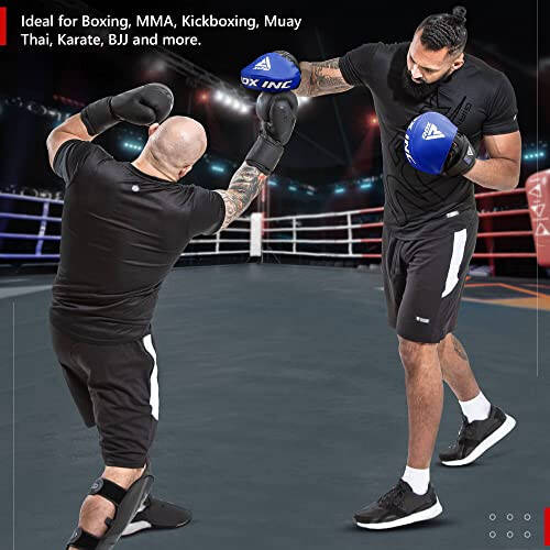 Боксерские подушки RDX Focus Mitts, изогнутые подушки для рук из кожи Мая с крюком и джебом, идеально подходит для MMA, кикбоксинга, боевых искусств, муай-тай, карате, тренировок по ударам, тренировочного щита - 6