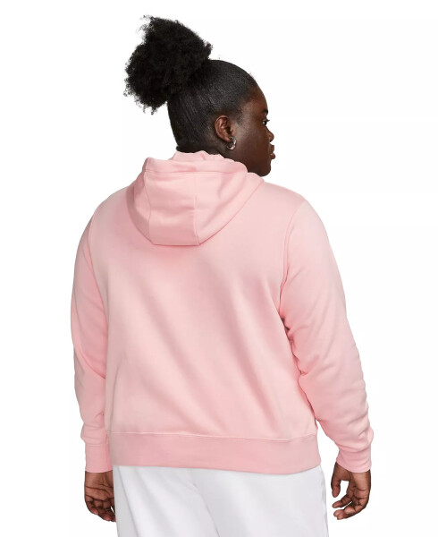 Bol Beden Aktif Spor Giyim Kulübü Kapüşonlu Yumuşak Pembe Polar Sweatshirt - 2