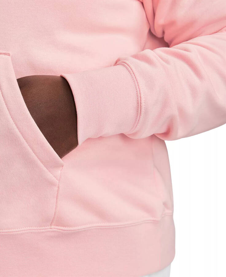 Bol Beden Aktif Spor Giyim Kulübü Kapüşonlu Yumuşak Pembe Polar Sweatshirt - 3