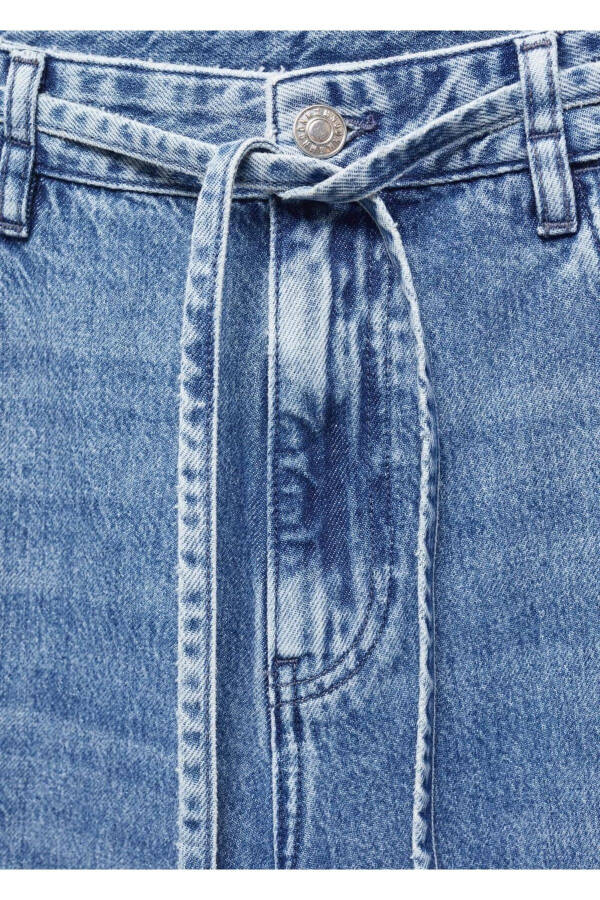 Wide Leg Büzgülü Bol Jean Pantolon - 5