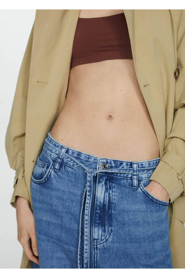 Wide Leg Büzgülü Bol Jean Pantolon - 7