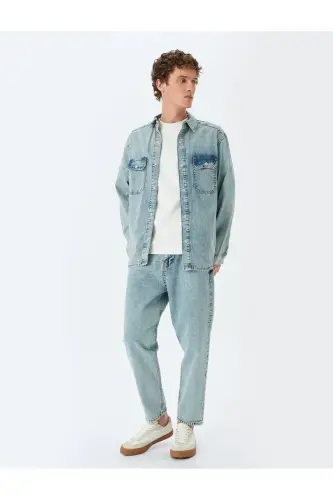 Loose Fit Kot Pantolon - Steve Jean-Açık İndigo - 1