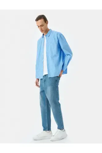 Loose Fit Kot Pantolon - Steve Jean-İndigo - 2