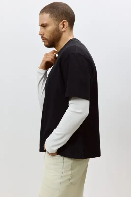 Loose Fit Tişört-Siyah - 6