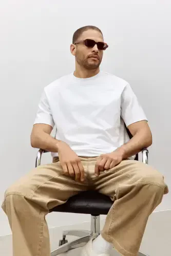 Loose Fit Tişört-Beyaz - 3