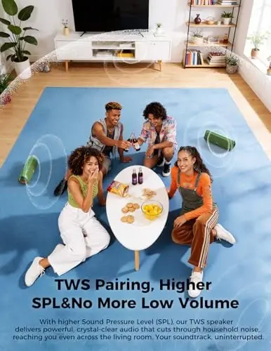 BolaButty Bluetooth Speaker with HD Sound, Portable Wireless, IPX5 Waterproof, Up to 20H Playtime, TWS Pairing, BT5.3, for Home/Party/Outdoor/Beach, Electronic Gadgets, Birthday Gift (Green) - 6