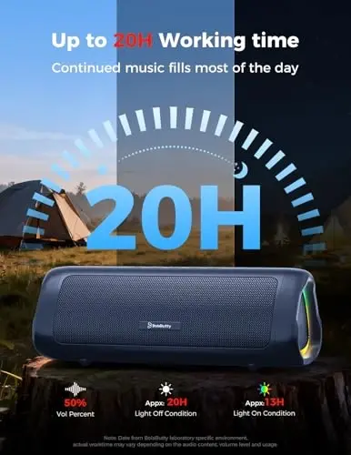 BolaButty Bluetooth Speaker with HD Sound, Portable Wireless, IPX5 Waterproof, Up to 20H Playtime, TWS Pairing, BT5.3, for Home/Party/Outdoor/Beach, Electronic Gadgets, Birthday Gift (Navy) - 5