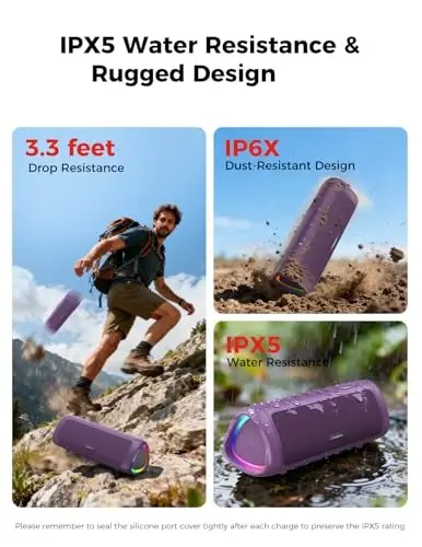BolaButty Bluetooth Speaker with HD Sound, Portable Wireless, IPX5 Waterproof, Up to 20H Playtime, TWS Pairing, BT5.3, for Home/Party/Outdoor/Beach, Electronic Gadgets, Birthday Gift (Purple) - 4